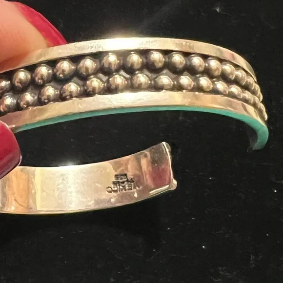 TAXCO 925 STERLING SILVER BEADED CUFF BRACELET - Picture 6 of 8